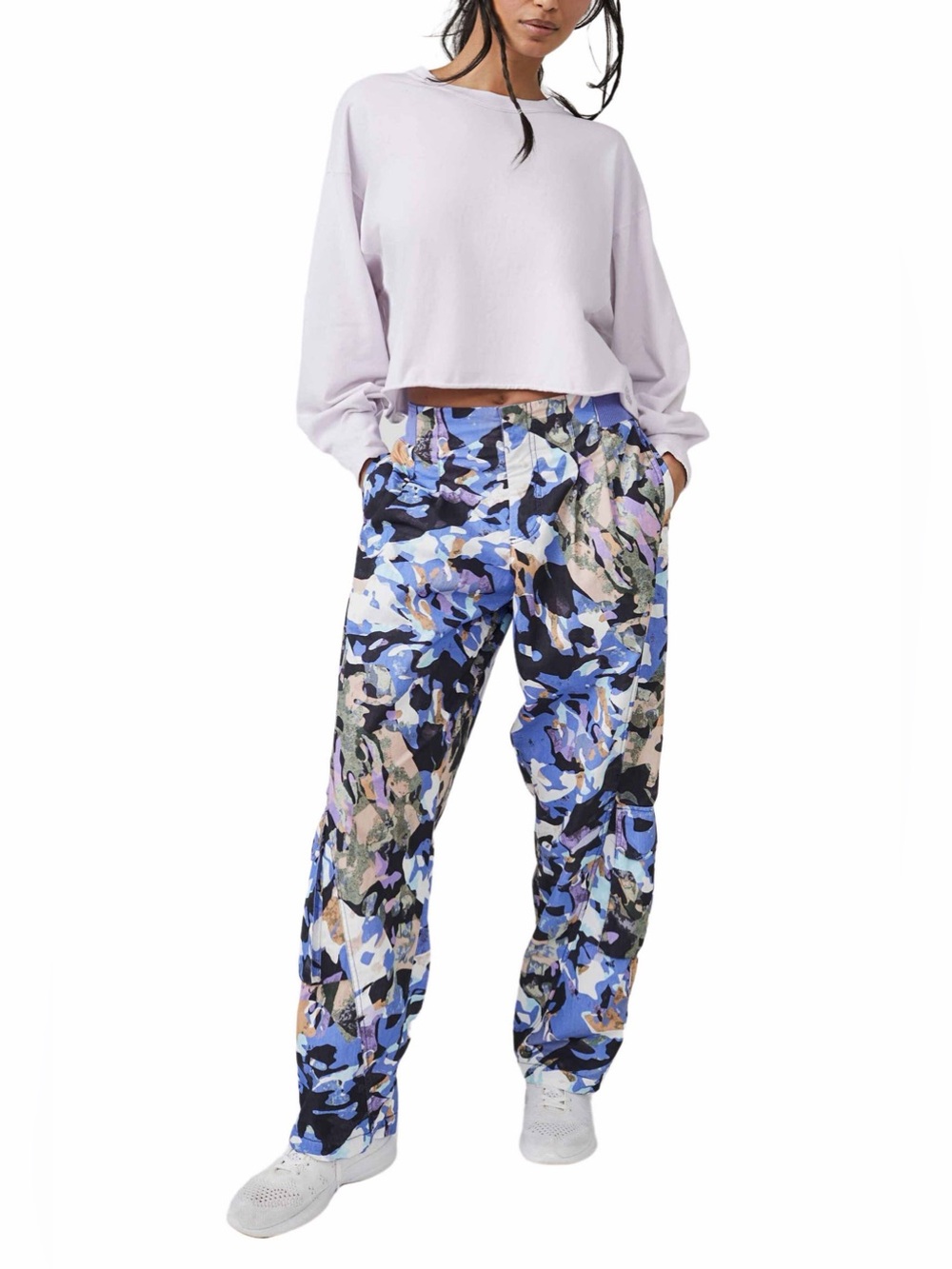 FP Movement by Free People Mesmerize Me Print Cargo Pants in Violet Spelendor